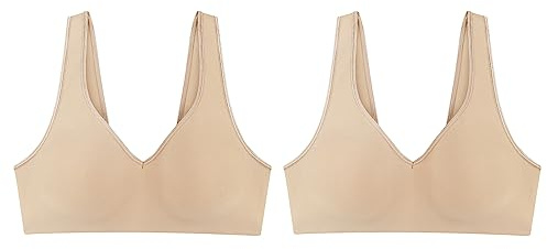 Hanes Bygellös bh för damer, mjuk bekväm t-shirt-bh med full täckning, 1-pack/2-pack, 3XL stor