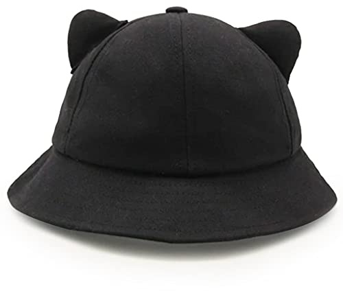 OKwife Cute Cat Ear Tail Cartoon Fisherman Hat Sweet Basin Student Hat for Girl Foldable Fisherman Travel Bucket Hat All-Match