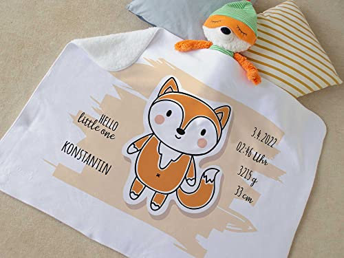 GRAZDesign Babydecke mit Namen, personalisierte Geschenke Baby, Junge und Mädchen, Baby Decke Neugeborenen Krabbeldecke - Fuchs - Hello Little one