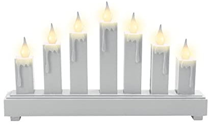 Traditional 3D Xmas Wooden LED 7 Candle Bridge Arch Window Christmas Holiday Tree Indoor Home Office Decoration Light Battery Operated (Traditional Candle Bridge)