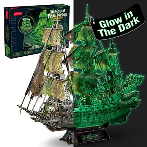 CubicFun 3D Puzzle, Flying Dutchman Leuchtend, 360 Teile, 69cm | 4d Puzzle Erwachsene Kinder,Bürodekorationssets,Piratenschiff, Modellbausatz Schiff,Modellbau, Modellbausatz Erwachsene