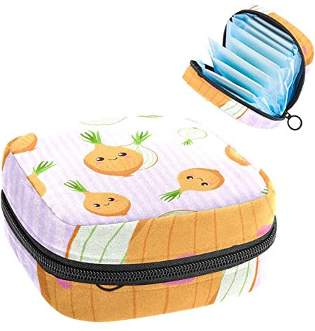 Stripe Onions Pink, Perioden-Tasche, tragbar, Tampon-Aufbewahrungstasche, Tampon-Halter für Geldbörse, femininer Produkt-Organizer, Mehrfarbig, 4.7x6.6x6.6 in/12x17x17 cm