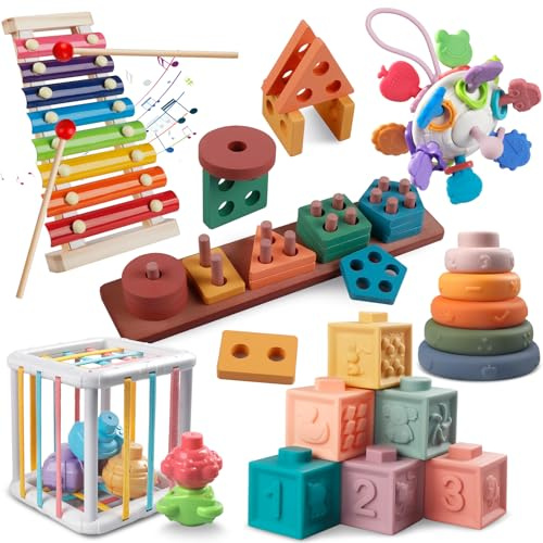 Tacopet Baby Toys 6 to 12 Months, Wooden Activity Cube