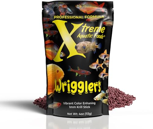 Xtreme Wrigglers - Krill-Based Live Fish Food Alternative - Vibrant Colors, Natural Protein Source, Convenient Resealable Pouch - USA Farm Grown (4oz)