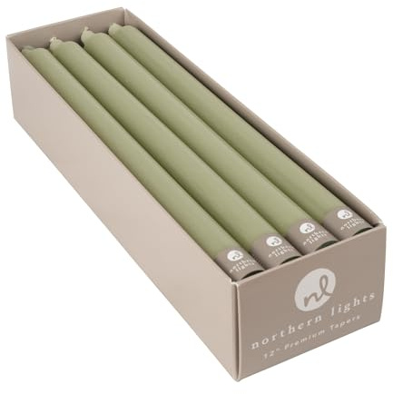 Northern Lights Candles - 12 12pk Tapers - Sage Green - 72761