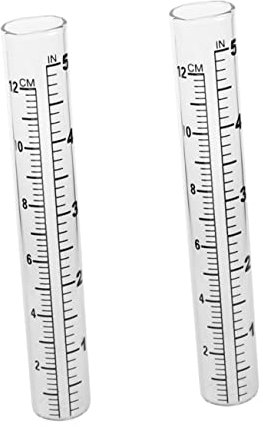 BESPORTBLE 2pcs 12cm Glass Test Tube Rain Gauge with Scale for Accurate Measurement Flat-bottomed Replacement Tube for Garden and Outdoor Use