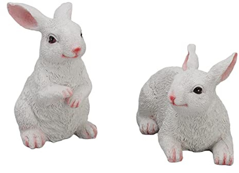 1 Paire de Statues de Lapin, Décorations de Cour de Lapin Miniatures Mignonnes, Décoration de Micro Paysage, Sculpture de Modèle Animal, Figurine pour Statues D'extérieur pour Décoration de Jardin et