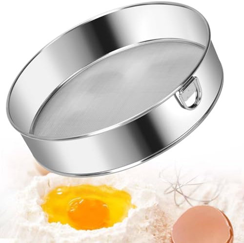 Edelstahl Mehlsiebe Puderzuckersieb Feinmaschig Fein Küchensieb Sieb zum Backen Mehlsieb Edelstahlsieb Feinmaschensieb Runde Backsieb Silber 8 Zoll