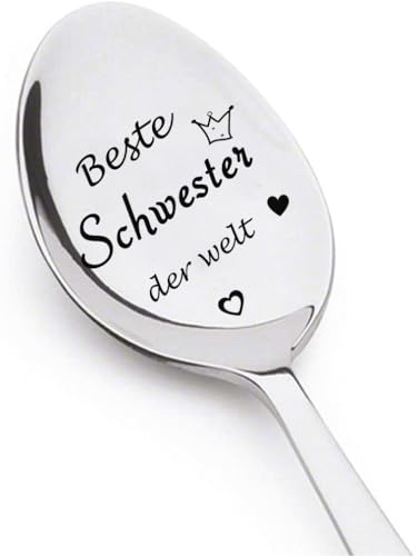 Cucchiaio in acciaio inox con incisione migliore sorella del mondo, regalo di compleanno per sorella, cucchiaino da caffè, regalo personalizzato per sorella