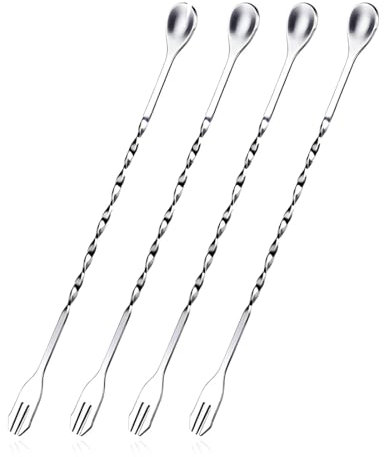 ZOKJSW 4pcs Cucchiaio Cocktail Bar Spoon Cucchiaio da Cocktail in Acciaio Inossidabile Spiral Mix Spoon per miscelare e laminare Le Bevande