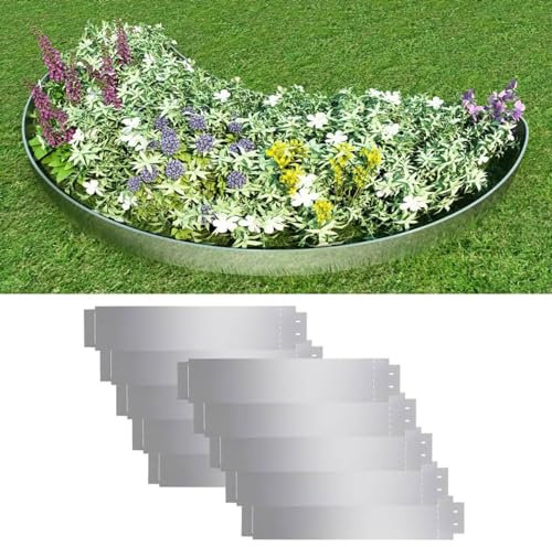 Rasenkanten 10 STK., CIADAZ Beetumrandungen, Beeteinfassung, Grabumrandung, Zaun Garten, Beetzaun, Beetabgrenzung, Verzinkter Stahl 100 x 20 cm