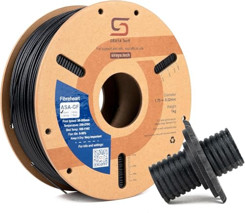Siraya Tech Fibreheart ASA-GF 3D Drucker Filament (Schwarz, 1kg) | 10 % glasfaserverstärkt, sehr wetter- und UV-beständig, hochfest und thermisch stabil für Außenanwendungen