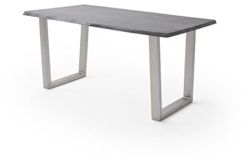möbelando Baumkantentisch >Calabria< in Akazie grau lackiert - 200x77,5x100 (BxHxT)