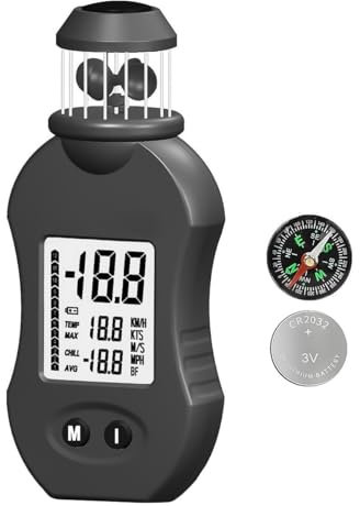 ieron Anemometro Digitale, Anemometro Multifunzione, Misuratore del Vento Portatile 876 0,7-42 m/s Misuratore di Velocità dell'Aria con Bussola Misuratore di Velocità del Vento