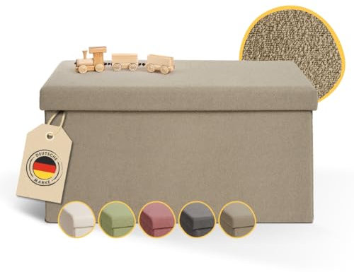 Laleni Sitzbank mit Stauraum groß - Truhenbank mit Stauraum 76x38 cm - Sitztruhe mit Stauraum - Bequemer Hocker mit Stauraum - Aufbewahrungsboxen Kinderzimmer - Storage Bench - Sitzbox in Taupe