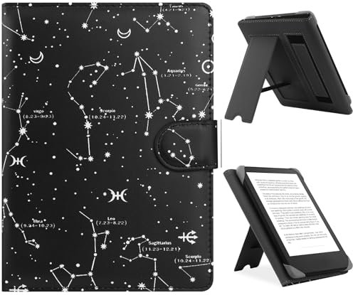 HoYiXi Universal Hülle für 6.8'',7“ ebook Readers,Kompatibel Kindle Paperwhite 2024-2019/Kobo Clara HD/Kobo Clara 2E Leder Stand Schutzhülle für 6-6.8'' Pocketbook/Tolino/Sony eReader,Konstellation