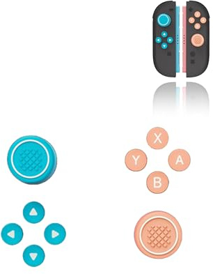 Thumb Grips for Nintendo Switch 2, Joystick Caps for Switch2, Analog joystick Cover for NS2 Joycon Controller with button sticker, Classic RedBlue