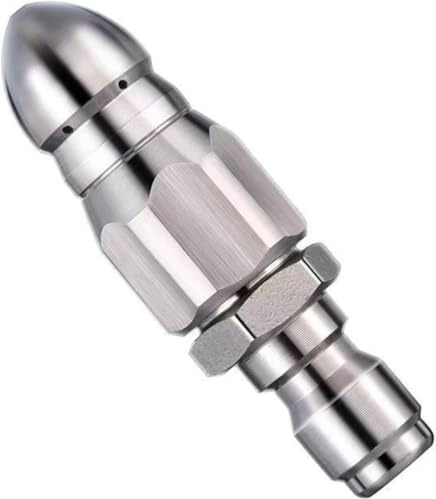 Pressure Washer Sewer Jetter Nozzle - Stainless Steel Drain Cleaning Nozzle with 1/4 Quick Connector - High Pressure Pipe Unclogging Tool for Efficient Sewer & Drain Jetting Powerful 5000 PSI