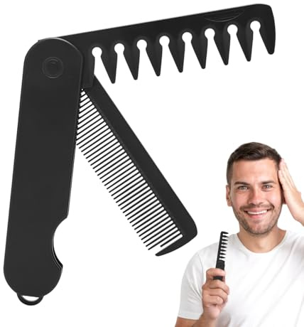 Pettine da barba pieghevole - pettine per capelli pieghevole per uomo | Pettine per capelli pieghevole | Colli tascabili 2 in 1 | sottile portatile e pettine a denti larghi per mantenere, non gestire