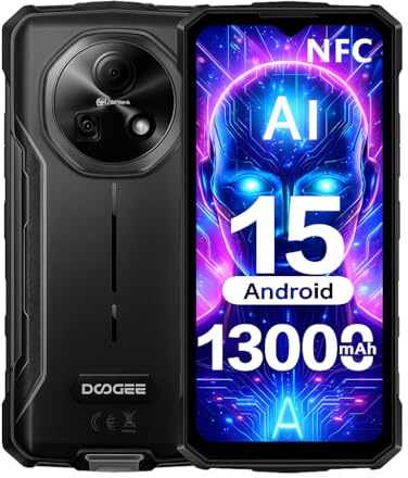 DOOGEE Fire 5 Pro Rugged Smartphone - Android 15, 13000mAh Rugged Phone, Gemini AI & Helio G81 Octa-Core 20GB + 128GB Mobile Phones, 6.6 90Hz Display, Waterproof Phone, 3 Card Slots, NFC/OTG/GPS,2025