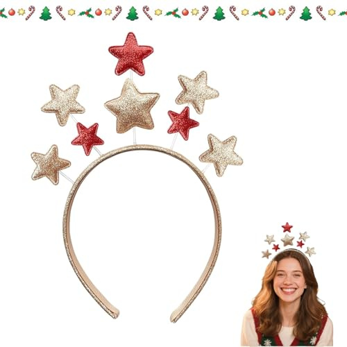 Serre Tete Noel,Bandeaux de Noël,Paillettes Serre-tête étoiles Noël,Enfants Femme Cerceaux de Cheveux de Noel à Thème Cadeau,Les décorations de fête de Noel