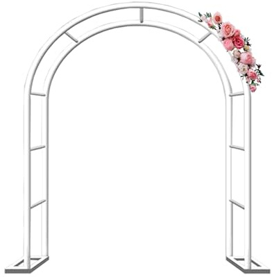 Grande arche de jardin en métal pour plantes grimpantes – Support de treillis robuste pour mariages et événements disponibles en 120/140/180 cm de largeur et 200/220/230 cm de hauteur (blanc 1,5 m l x