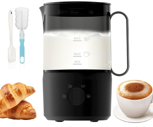 Bizcasa Montalatte Automatico 4 in 1,Montalatte Elettrico 300ML,Corpo Trasparente,Funzionamento Silenzioso,Caldo&Freddo,Spesso & Sottile Schiuma di Latte,per Latte,Cappuccino,Caffè,Cioccolata Calda