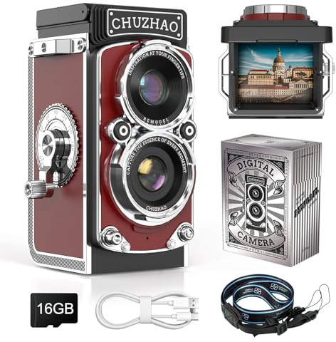 CHUZHAO Retro Digitalkamera 1080P FHD Video 12MP Autofokus Retro Kamera mit 16G Karte Doppelfilter Fotokamera, USB Kompakt Vintage Digitalkamera für Anfänger Teenager Kinder Erwachsene