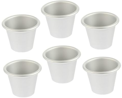 WEKADRIN 6 pezzi Stampi Rotondi per Budino e Dolci da Forno in Alluminio Antiaderente Resistenti alle Alte Temperature Formine per Crostatine e Muffin per Preparazioni Dolciarie e Dessert