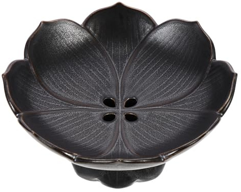 jojofuny Corbeille à Fruits en Céramique Noire sur Pied Style Chinois, Plateau Multi-fonctionnel Portable pour Fruits et Snacks, la Cuisine Élégante