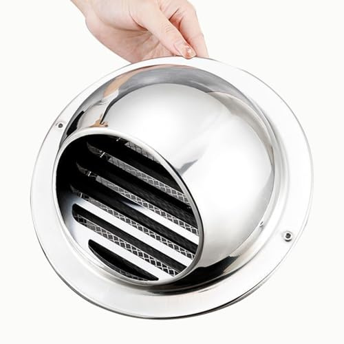 Väderskyddsgaller Rostfritt Stål,Frånluftsgaller Rund Silver,Ø50mm-300mm,Ventilationsgaller Yttervägg,Ventilationsskydd med Fågelskyddsgaller,för Ytterväggavgaser(180mm(7.0″))
