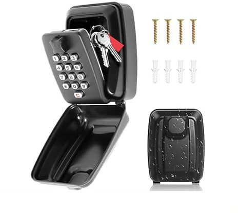 Heavy Duty Outdoor Key Safe - 12 Digit Combination Lock Box with Wall Mount, Weatherproof & Anti-Tamper Key Storage for Home, Office, Garage (Holds 5-8 Keys)