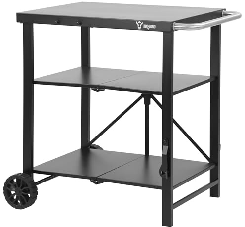 BBQ-Toro Grillvagn fällbar 60 x 80 x 82 cm | Svart | Serveringsvagn, bordsvagn, grillbord för gasgrill | Bjudningsbord, grillbord | Grillbjudningsbord för utomhusgrillning, utomhusdisk