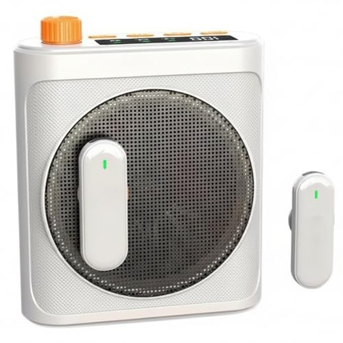 Amplificador de Voz para Profesores, Amplificador de Voz Inalámbrico Micrófonos Duales, Amplificadores de Sonido Recargables Portátiles para Aula, Reuniones, Discursos, Blanco