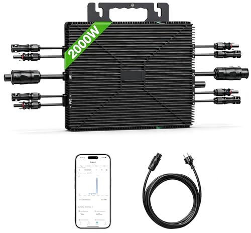 HAPDOOP Mikrowechselrichter 2000W, PV Wechselrichter für Solar Balkonkraftwerk mit WLAN & App, Plug Play Hybrid Inverter 5M AC-Kabel, 4X MPPT 99,5% Tracking, max. 96% Wirkungsgrad