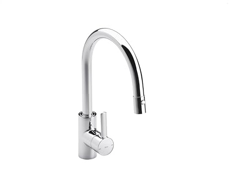 Roca,Targa,Grifería monomando para cocina con caño extraible giratorio y función ducha para aclarado,A5A8160C00