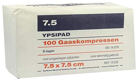 Gauze Swabs Ypsipad Non-Sterile 8-Ply 100 Pieces Compresses 7.5 x 7.5 cm