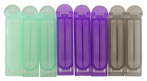 wenco Verschlussklemmen-Set, 8-tlg., Länge je 5 cm, Kunststoff, Hellgrün/Lila/Grau, 521178
