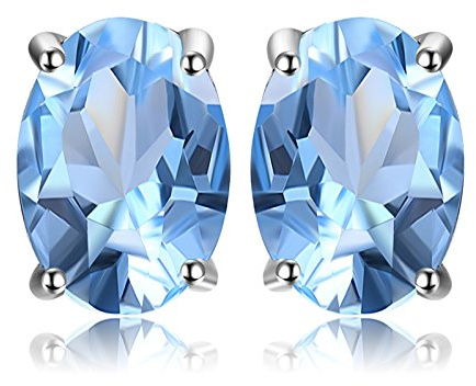 JewelryPalace Ovala 1,9ct Naturliga Himmelblå Topas Födelsesten Stiftörhängen Silver 925 Damer, Smyckeset, örhängen Silver ädelstenar Flickor, Stiftörhängen Silver Små Med Sten Kvinnor Gåva
