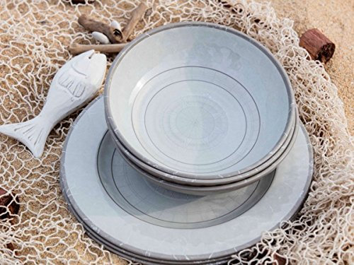 Marine Business Hondo Bali Lot de 6 assiettes en mélamine, beige foncé et marron, 22 x 22 x 5,5 cm, 6 pièces