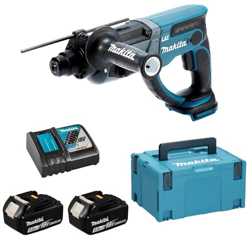 Makita DHR202RTJ 18V Li-ion LXT 20mm Rotary Hammer SDS-Plus Complete with 2 x 5.0 Ah Batteries and Charger Supplied in a Makpac Case