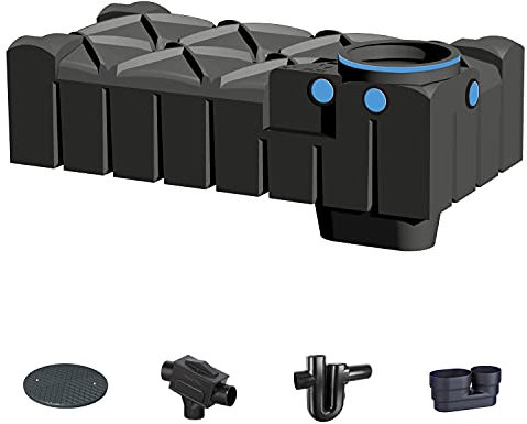PREMIER TECH AQUA GmbH Zisterne 1500 Liter Profi Flachtank F-LINE mit Deckel, Filter, ber. Zulauf und Siphon - Kunststoff, Kunststoffzisterne, Komplettset