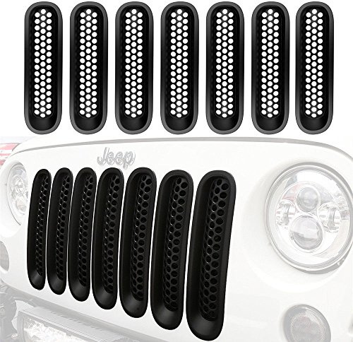 Matte Schwarze Clip-in Frontgitter-Einsätze für Wrangler JK 07-15 (7er-Pack)