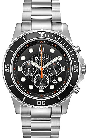 Bulova Men's Classic Sport 6-Hand Chronograph Quartz Watch, Calendar Date, Luminous Hands and Markers, 100M Water Resistant, 44mm Style: 98B326
