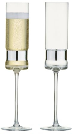 Anton Studio Designs SoHo Handgefertigte Champagnerflöten Perfektes Partygeschirr für Hochzeiten und Feiern - 200 ml - Silber - Set mit 2 eleganten Champagnergläsern