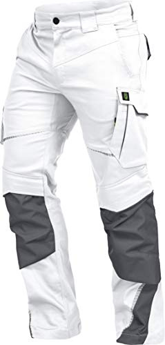 LEIB WÄCHTER Flex-Line Arbeitshose Bundhose Premium weiß-grau mit Spandex (52)