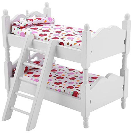 JOYIAL Hochbett, 1:12 Maßstab Holz-Puppenhaus-Möbel, Miniatur-Mini-Etagenbett – einfach für Puppenhaus, Miniatur-Zubehör, Kinderzimmer, Spielspielzeug (Größe: Handschuhmuster)