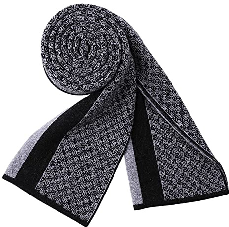 WANYING Herbst Winter 6% Wolle Herrenschal Gestrickter Schal Strickschal Wolleschal für Herren Mode Schick Casual Business 180 × 30 cm Klein Kariert