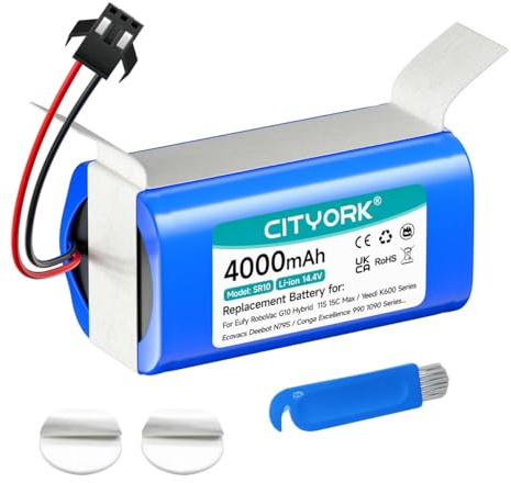 CITYORK 4000mAh Litio Batería para Conga Excellence 990 950 1090 1790 1990 2290 Ultra,para Proscenic 850T, para Venga 3000 3001,para Ultenic D5/D5s Pro,para Bagotte BG750 BG600 MAX,para Honiture G20