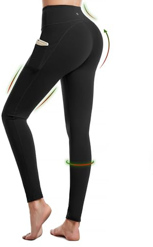CAMBIVO Legging Femme Sport Taille Haute Fitness Running Yoga | Pantalon Push Up Elastique avec Poches pour Pilates Gym, Fitness, Confortable pour Entrainement et Sportives